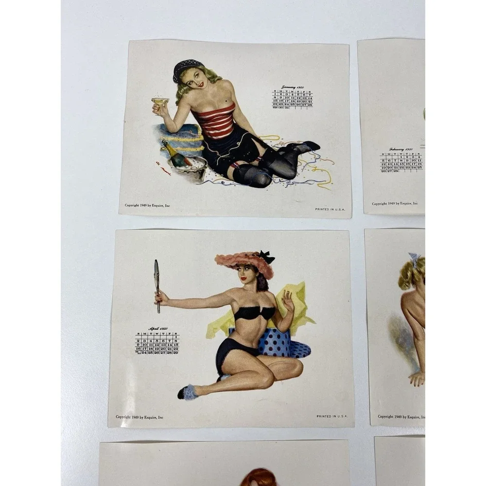 1950 Esquire Magazine Desktop Pinup Calendar Holder ~ 11 Months, Missing July